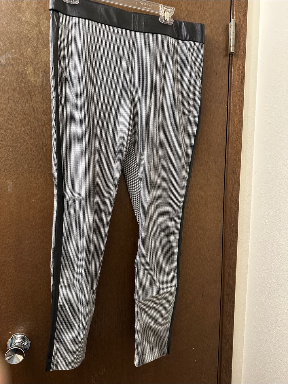 INC International Concepts Black & White Check Slim Pants with Black Trim